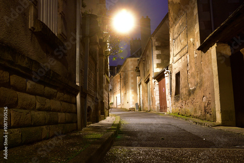 Fototapeta Naklejka Na Ścianę i Meble -  Sancerre, France. Night view of the streets in the town of Sancerre. November 2, 2024.
