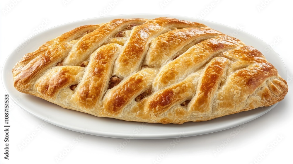 Fresh Baked Puff Pastry on White Plate Fresh Baked Puff Pastry on White Plate