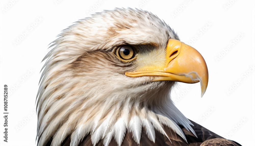 Obraz premium Majestic Bald Eagle Portrait on White Background Wildlife Photography Concept. 