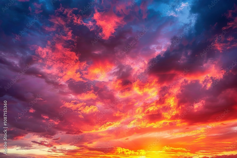 Sunset Paints Sky with Vibrant Hues of Orange and Pink across the Horizon Sunset Paints Sky with Vibrant Hues of Orange and Pink across the Horizon