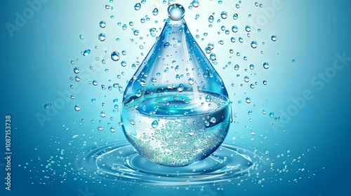 A World Water Day campaign poster featuring a glass droplet and clear, pure water, with the text 