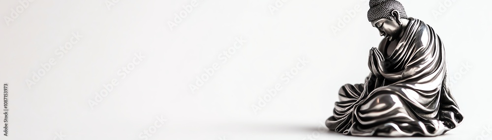 Buddha statue in a serene pose, white isolated background Buddha statue in a serene pose, white isolated background