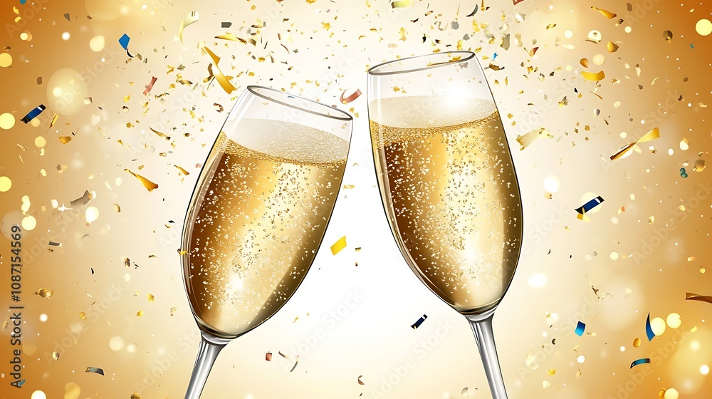 Champagne Flutes with Confetti Champagne Flutes with Confetti