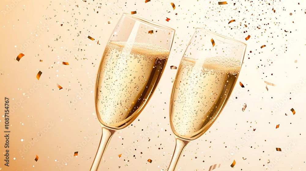 Champagne Flutes with Confetti Champagne Flutes with Confetti