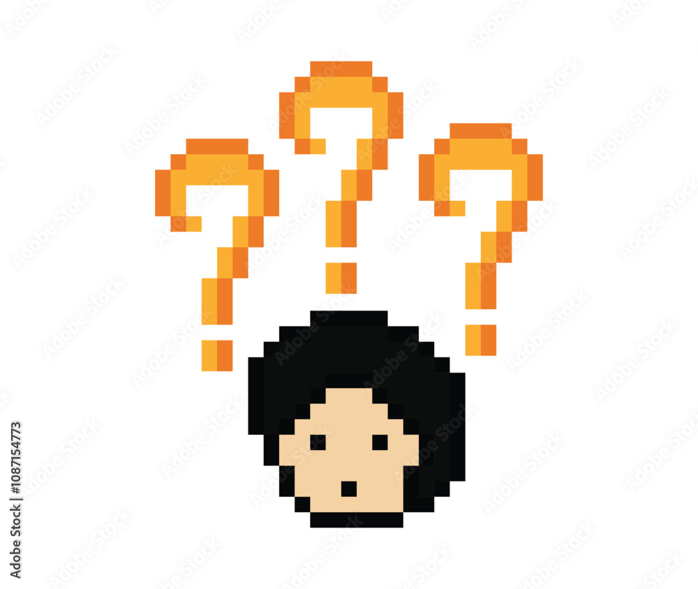 Cute pixel cartoon character man with question mark decoration 8 bit male boy confused idea question think choose cartoon pixel game png vector. Cute pixel cartoon character man with question mark decoration 8 bit male boy confused idea question think choose cartoon pixel game png vector.