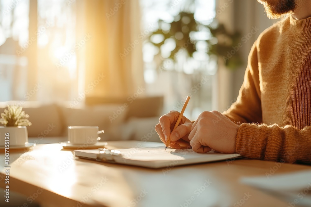 Sunlight streams in as a person meticulously marks the final item on their to-do list, a sense of accomplishment filling the air. Sunlight streams in as a person meticulously marks the final item on their to-do list, a sense of accomplishment filling the air.