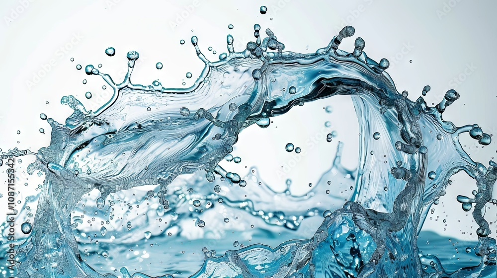 A swirling water splash isolated on a white background A swirling water splash isolated on a white background