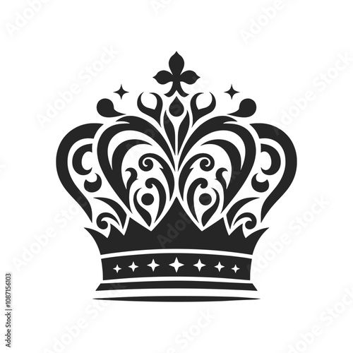 Stylish Crown Vector, Black Silhouettes of Diverse Crown Designs for Marketing and Branding
