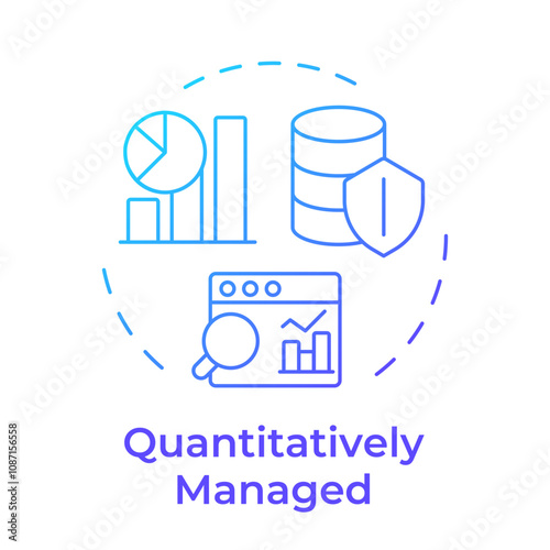 Quantitatively managed stage blue gradient concept icon. Data governance maturity model. Advanced analytics. Round shape line illustration. Abstract idea. Graphic design. Easy to use in article