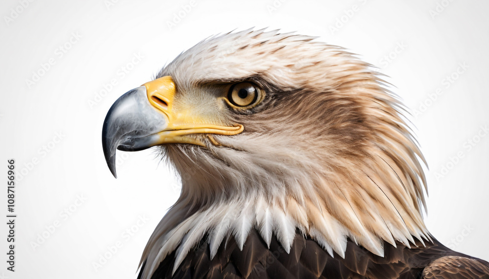Obraz premium Majestic Bald Eagle Portrait on White Background Wildlife Photography Concept.