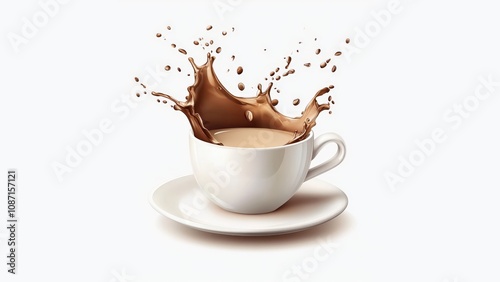 photo realistic coffee splash on white background