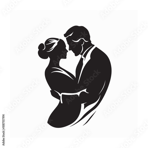 Romantic Old Couple Design Logo Vector Isolated on white background.