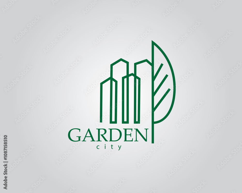 creative tall buildings that blend with half of the green leaves logo creative tall buildings that blend with half of the green leaves logo