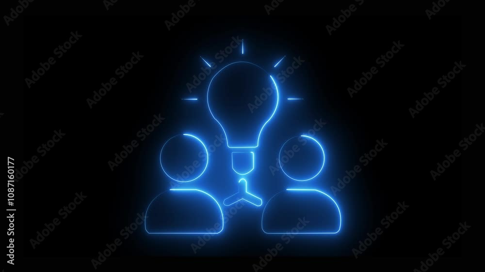 Glowing neon light bulb and human icon isolated on transparent background. Idea, innovation, creativity, energy, team work, thinking and Inspiration concept Glowing neon light bulb and human icon isolated on transparent background. Idea, innovation, creativity, energy, team work, thinking and Inspiration concept