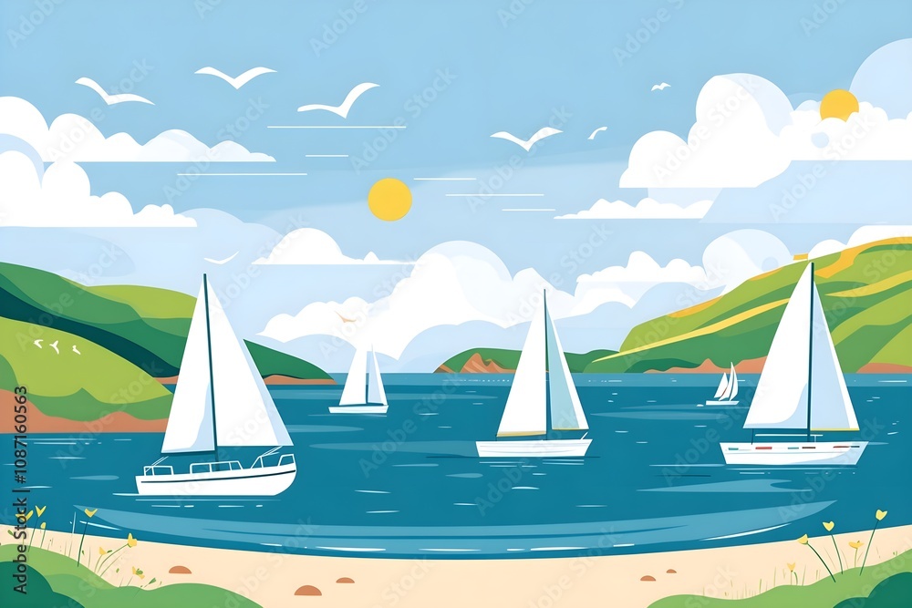 Beautiful landscape vector illustration of mountains, forests, fields and meadows. Stunning panoramic farm landscape with mountains in the background. Natural landscape Beautiful landscape vector illustration of mountains, forests, fields and meadows. Stunning panoramic farm landscape with mountains in the background. Natural landscape