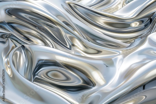 Silver Liquid Metal Flows Smoothly with Elegant Ripples and Reflections