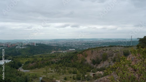 Wallpaper Mural View of a Moravian city Brno from a beautiful outlook above Růženín quarry, dolly in Torontodigital.ca