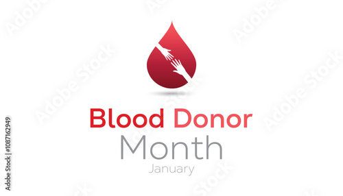 National Blood Donor Month observed each year during January. Healthcare Medical Awareness concept. Vector template for banner, greeting card, poster with background.