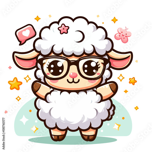 Wallpaper Mural cute sheep with glass  Torontodigital.ca