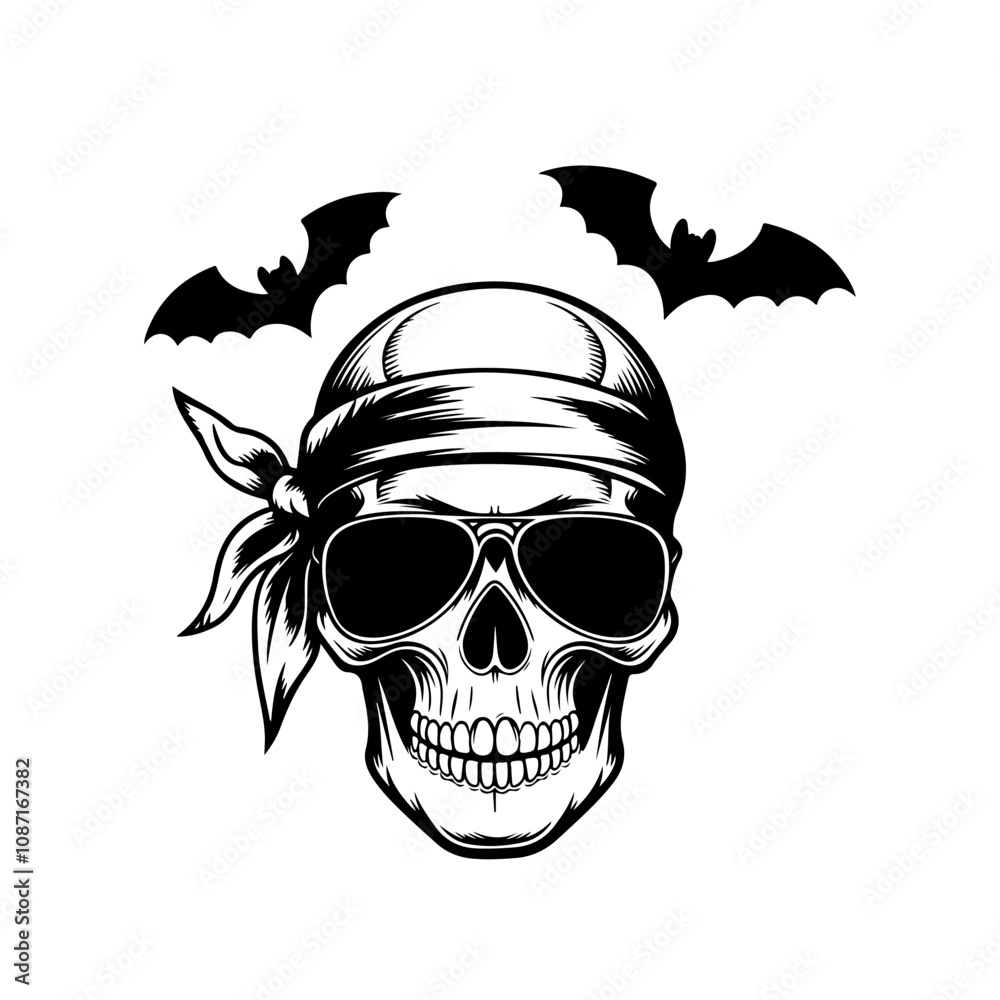Fototapeta premium Skull and Crossbones Icon on Black and White Vector Backgrounds