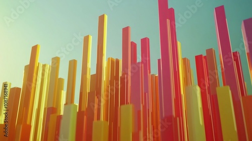 Abstract Geometric Cityscape with Colorful Skyscrapers and Minimalist Design