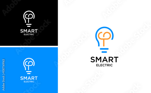 smart electric design. light bulb vector template with initial CP logo design