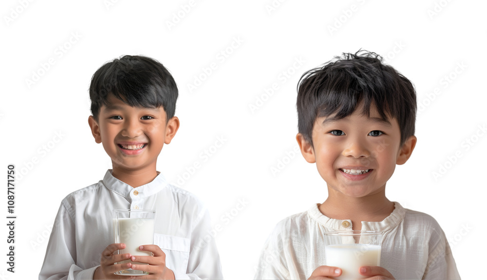 children drinking milk