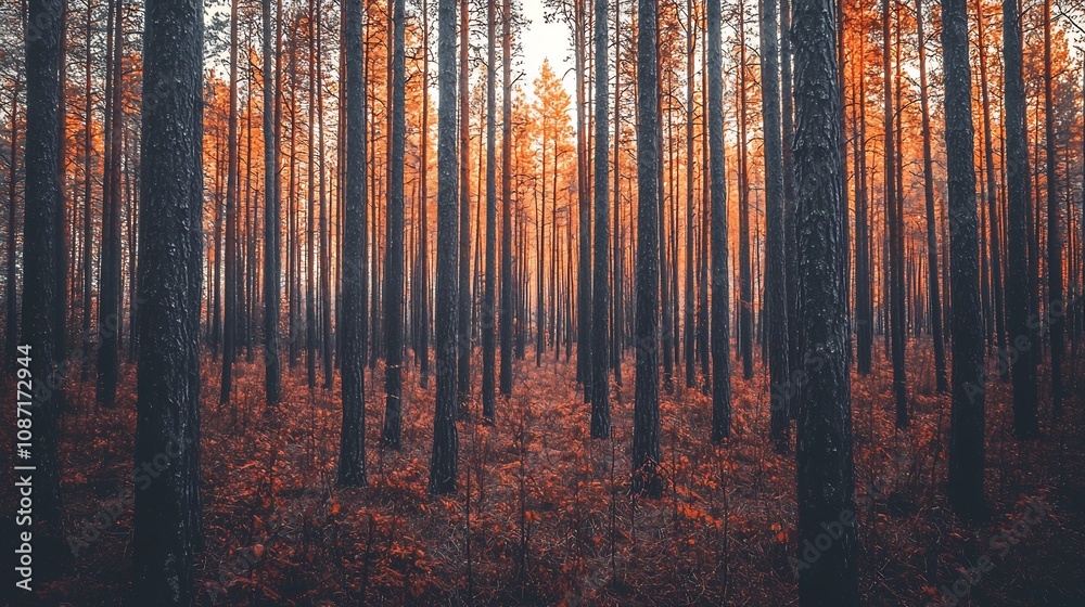 Obraz premium Ethereal Forest Landscape with Sunlight Filtering Through the Lush Foliage