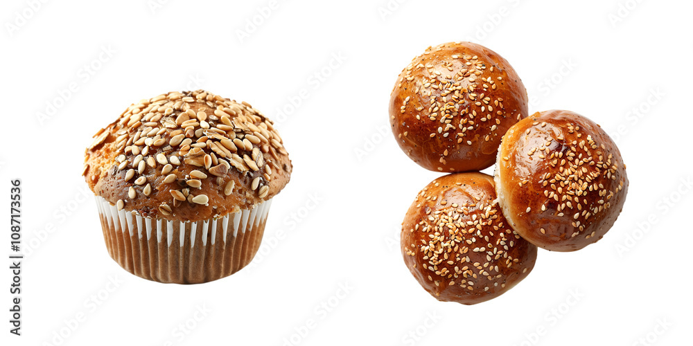 Baked cakes on white background
Baked cakes on white background