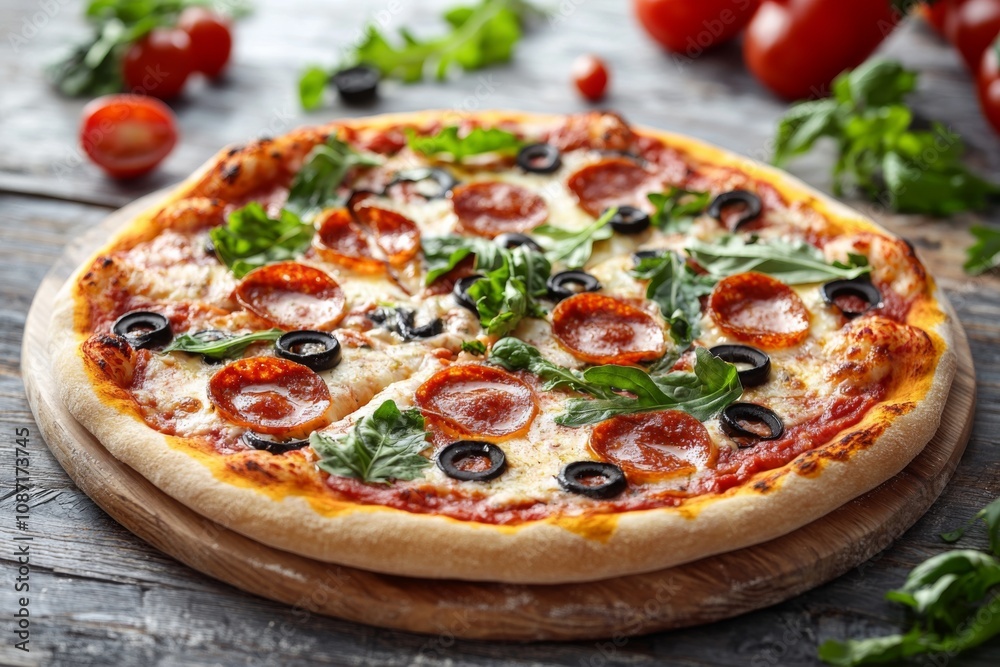 Delicious Pizza on Table Close Up for Food Menu Photography Delicious Pizza on Table Close Up for Food Menu Photography