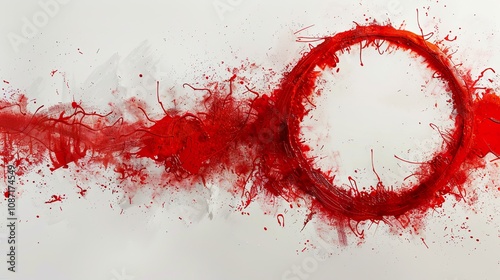 Detailed Red Ring-Shaped Drink Stain on White Background: Perfect for Designs Needing a Spilled Drink, Coffee, Wine, or Juice Stain Effect