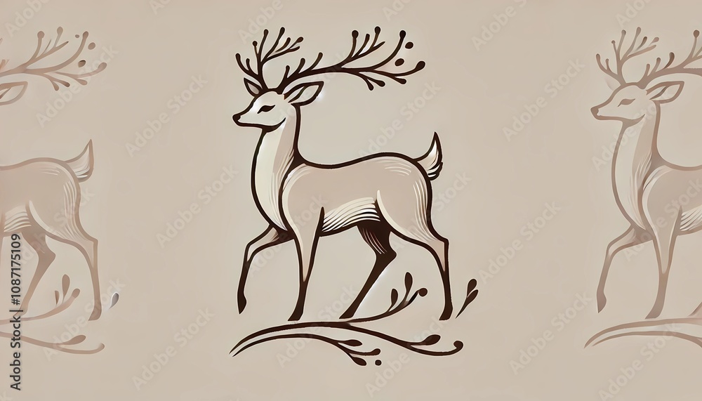Elegant Deer Illustration - Nature-Inspired Minimalist Design Elegant Deer Illustration - Nature-Inspired Minimalist Design