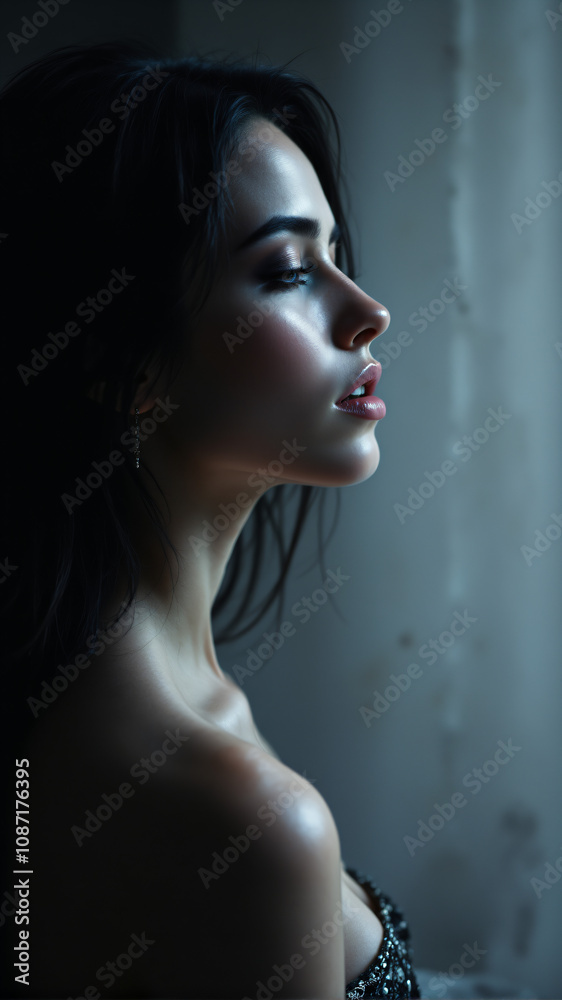 Side Profile with Sparkle Effect on Soft Gradient Background Side Profile with Sparkle Effect on Soft Gradient Background