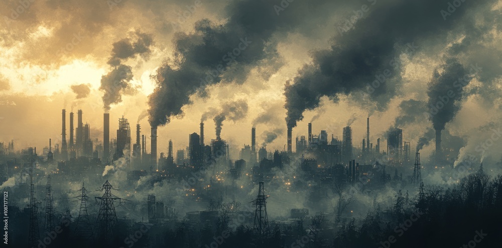 An Industrial City Bathed in Smoke and Fog An Industrial City Bathed in Smoke and Fog