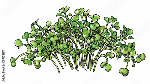 Cilantro Micro Greens Sketch Vector Illustration