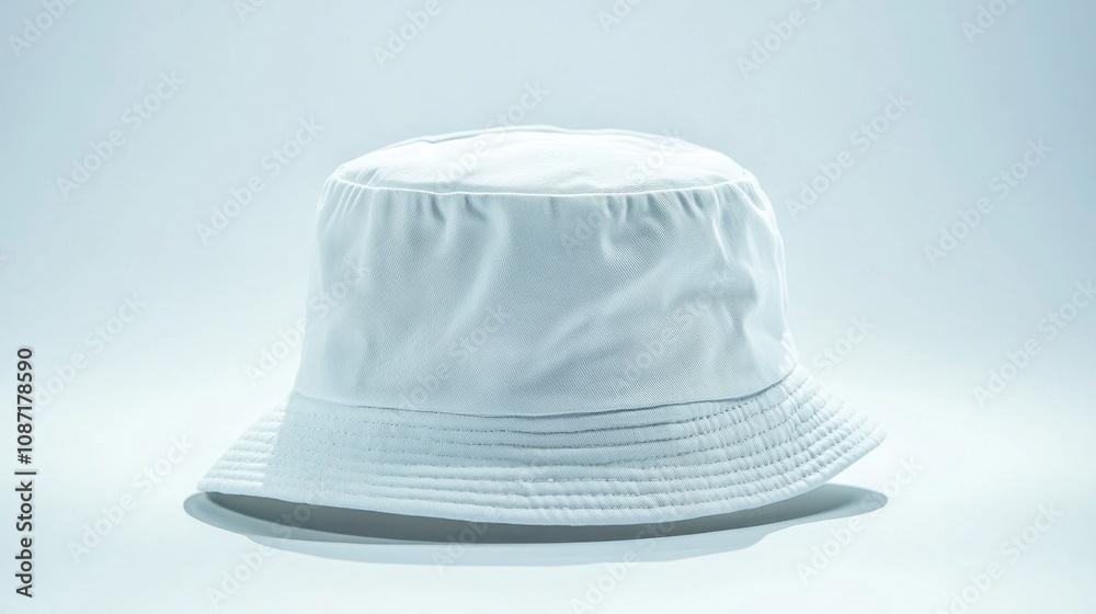 White Bucket Hat on a Light Background Ideal for Summer Fashion and Beach Wear, Perfect for Outdoor Activities, Travel, and Casual Everyday Use White Bucket Hat on a Light Background Ideal for Summer Fashion and Beach Wear, Perfect for Outdoor Activities, Travel, and Casual Everyday Use