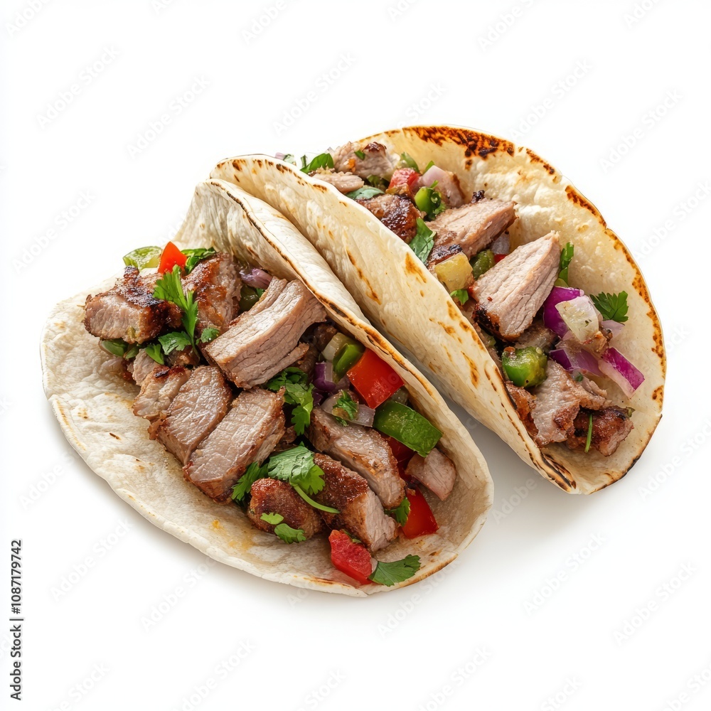 pork tacos front view full length isolated on white background pork tacos front view full length isolated on white background