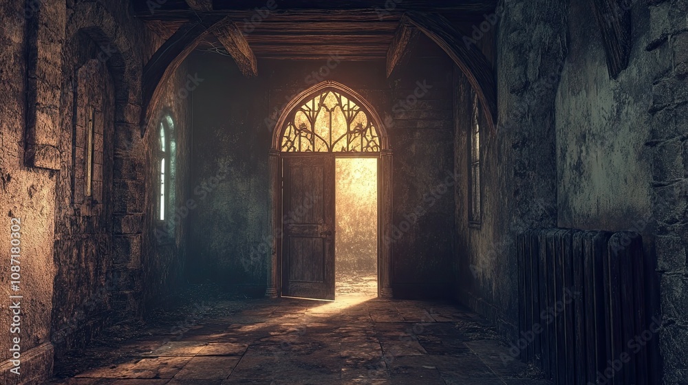 Fototapeta premium Burning Village Interior 