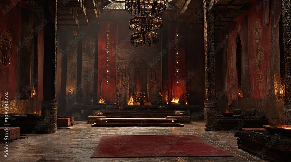 Obraz premium Burning Village Interior 