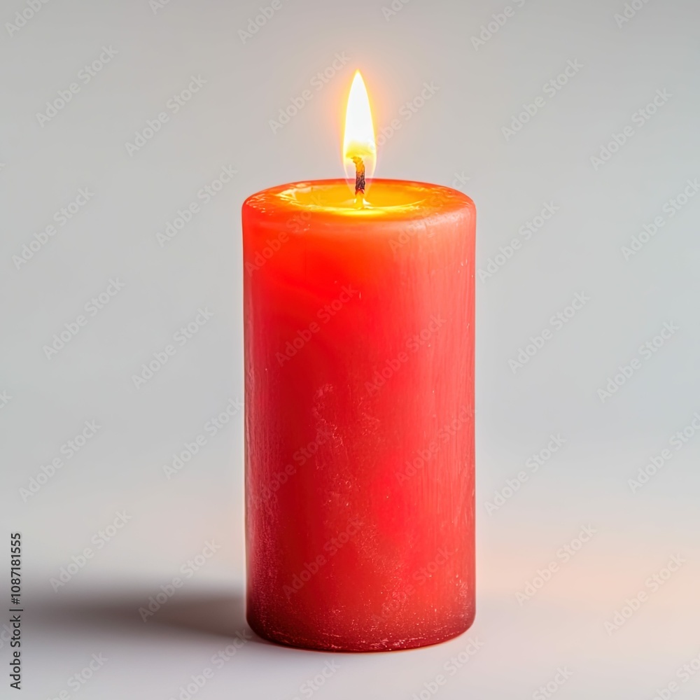 Single candle on an isolated white background, product photography, studio light Single candle on an isolated white background, product photography, studio light