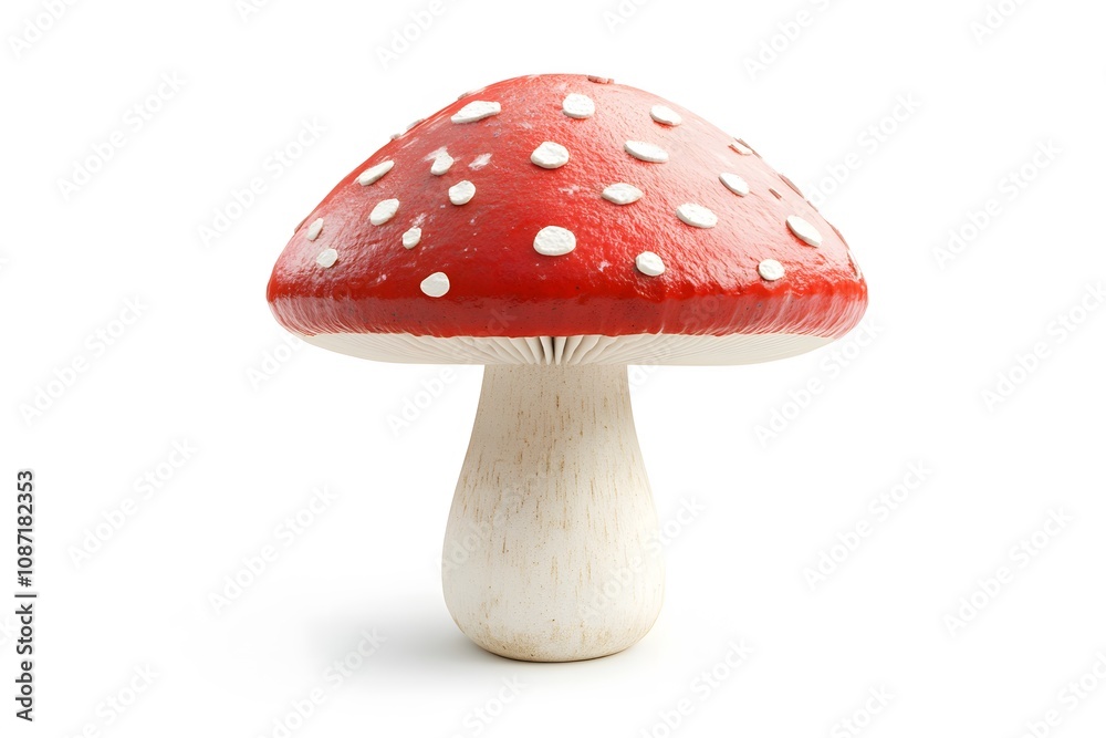 Fly agaric mushroom with red cap and white dots, Amanita muscaria mushroom, 3D illustration
Fly agaric mushroom with red cap and white dots, Amanita muscaria mushroom, 3D illustration