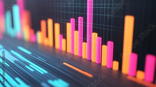 Dynamic 3D Data Visualization Depicting Market Trends and Financial Risks