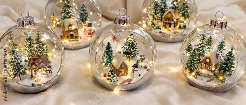 Glass Terrarium Christmas Ornaments with Miniature Scenes