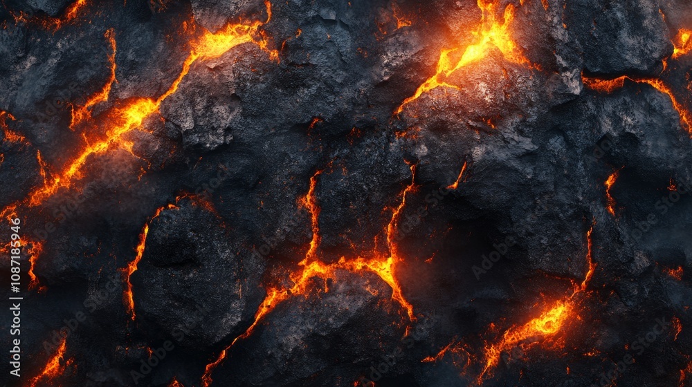Molten Lava Surface Texture, Vivid orange and red hues, intricate patterns, seamless tiling, dynamic and rich detail, top view perspective Molten Lava Surface Texture, Vivid orange and red hues, intricate patterns, seamless tiling, dynamic and rich detail, top view perspective