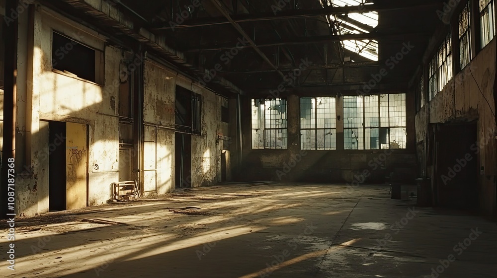 Naklejka premium Dark Warehouse Interior