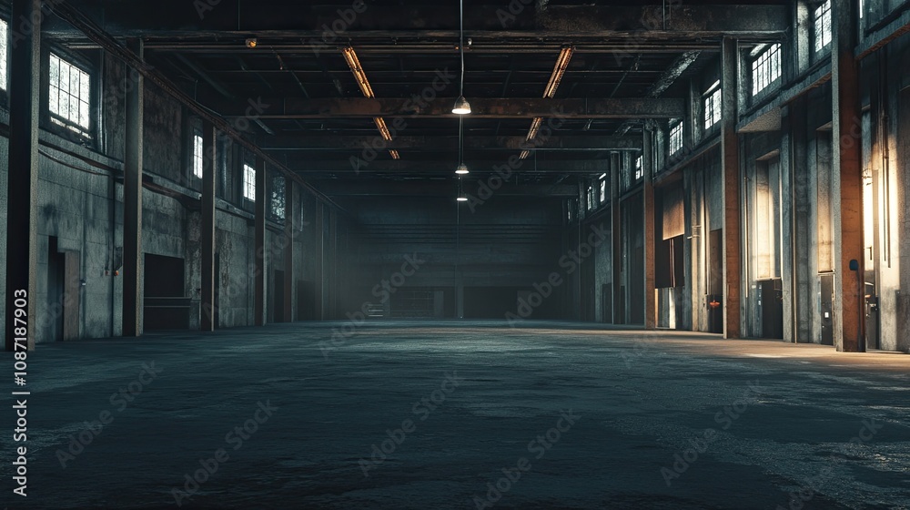 Naklejka premium Dark Warehouse Interior