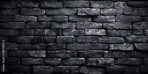 Abstract Black brick wall texture for pattern background. brickwork background for design