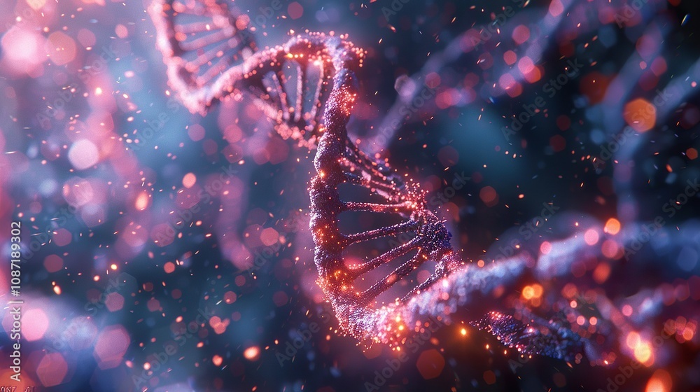 Sophisticated Illustration of Genetic Material: DNA Strand for Biotechnology and Medical Applications Sophisticated Illustration of Genetic Material: DNA Strand for Biotechnology and Medical Applications