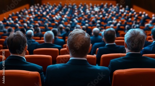 Packed Conference Room with Audience Listening to Presentation