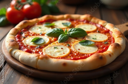 pizza with salami and tomatoes